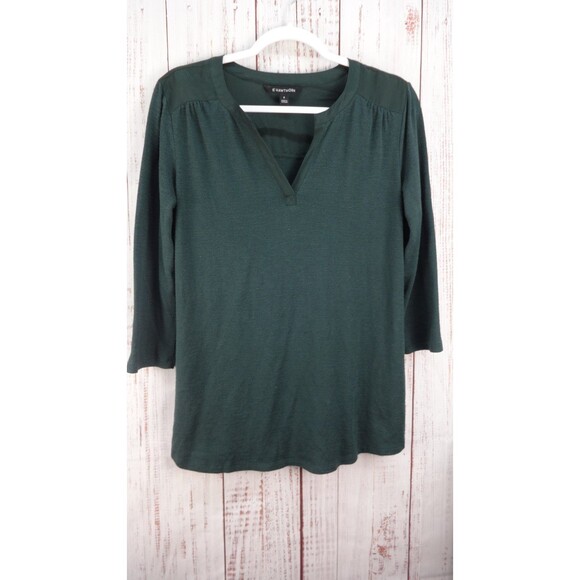 41 Hawthorn Blouse Womens Medium Green Long Sleeve V-Neck Casual Fall Pullover - Picture 1 of 6